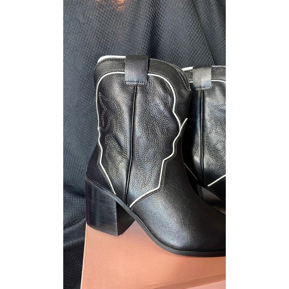 Lisa Vicky Campus-V Black Tumbled Leather Western Cowboy Boots Womens 8.5 NEW - Picture 12 of 12